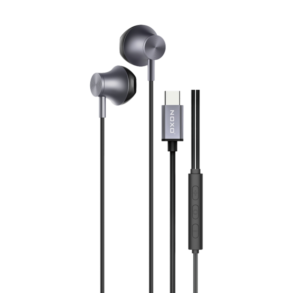 هندزفری Type-C نوکسو HFN-7 با دو گوشی خاکستری